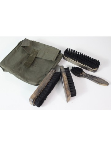 Genuine Surplus Dutch Boot Shoe Cleaning Kit with brushes & Case Olive Green
