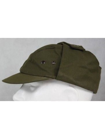 Genuine Surplus Vintage Czech Ex Army Winter Hat Peak Cap Green