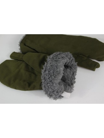Genuine Surplus Czech Fur Lined Mittens Gloves Winter Cold Weather Olive
