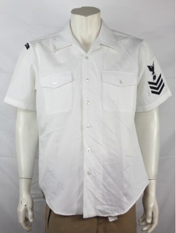 Genuine Surplus US Naval Tropical White Dress Shirt 44"...