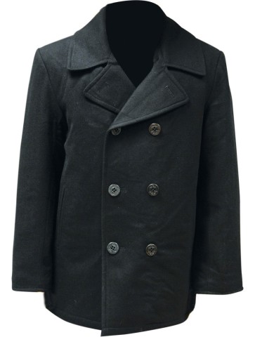 Highlander Black Pea Coat Formal Winter Coat Military Style