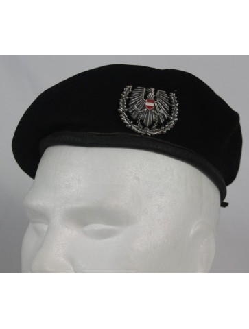 Genuine Surplus Austrian Army Beret Black with Metal...