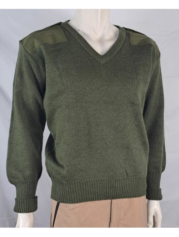 Genuine Surplus British Army Wool Jumper V-Neck Olive Green Loose Fit Grade 1