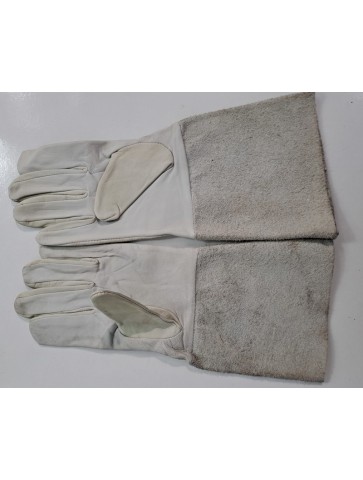 Genuine Surplus White Leather and Suede Gauntlets - One...