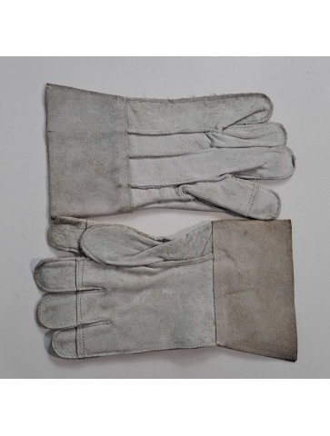 Genuine Surplus White Leather and Suede Work Gloves - One...