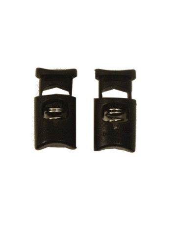 Highlander Eurocord Lock Euro Cord  Black Plastic Pair No Sew Rucksack Toggle