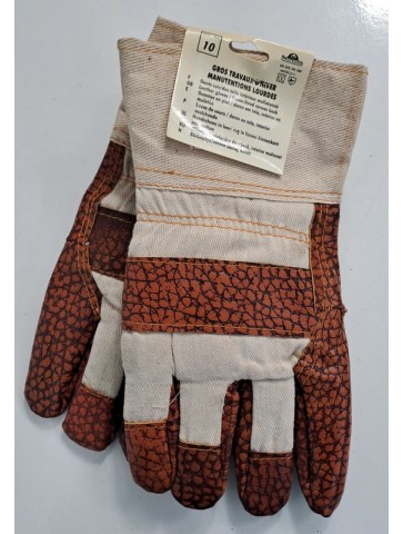 Genuine Surplus Leather Palm Work Gloves -Size 10 (1884)
