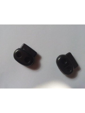 Twin Hole Cordlock Euro Cord Locks Black Plastic Pack of 2 (EVA-09)