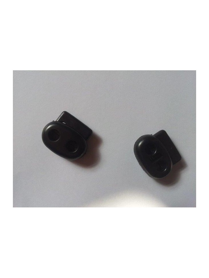 Twin Hole Cordlock Euro Cord Locks Black Plastic Pack of 2 (EVA-09)