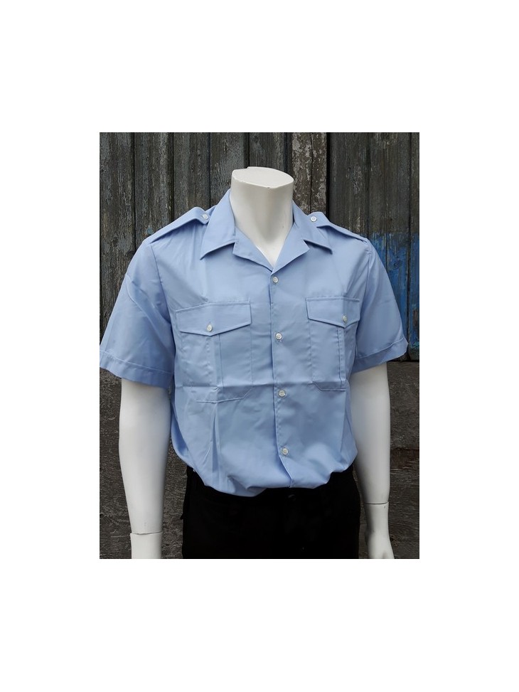 Genuine Surplus French Airforce Shirt New Sky Blue Open Neck
