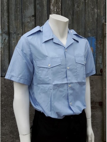 Genuine Surplus French Airforce Shirt New Sky Blue Open Neck