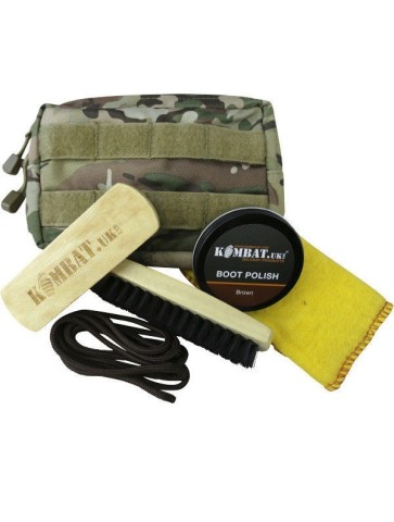 KT Deluxe MOLLE Boot Cleaning Care Kit Shoe Polish Pouch Military Brown Black