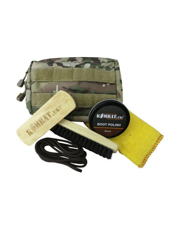 KT Deluxe MOLLE Boot Cleaning Care Kit Shoe Polish Pouch Military Brown Black