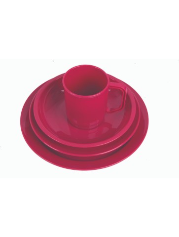 Highlander Plastic Camping Cup Mug Plate Bowl Cereal Tough Lightweight Raspberry