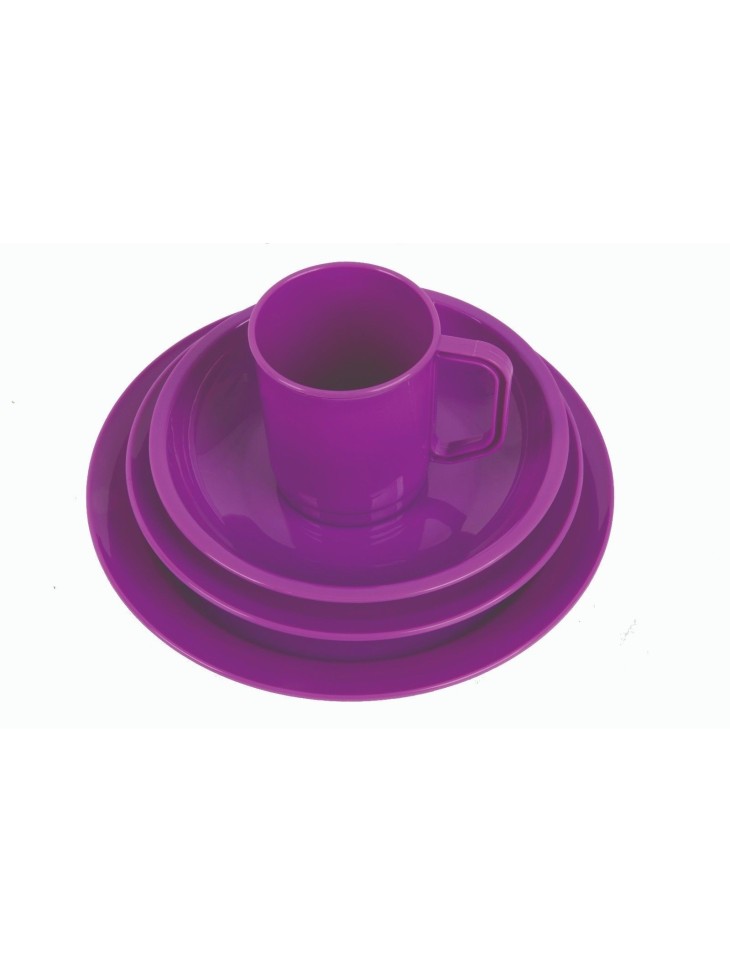 Highlander Plastic Camping Cup Mug Plate Bowl Cereal Tough Lightweight Purple