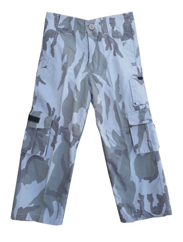 Highlander Kids Camo Trousers Combats Grey Urban Faded Style Stonewashed Army
